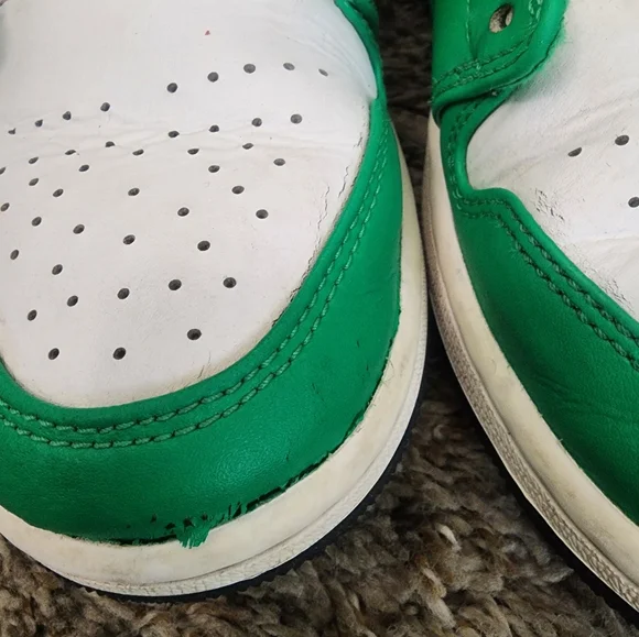 Jordan Retro 1 Green and White Hi Top Sneakers Size 8 - Picture 7 of 12
